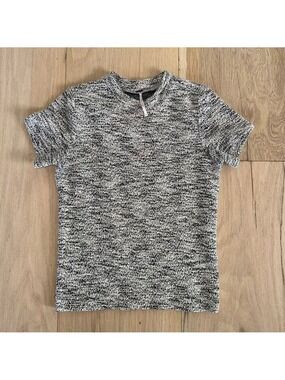 Free People Marled Gray ish White Short Sleeve Shirt Size Small